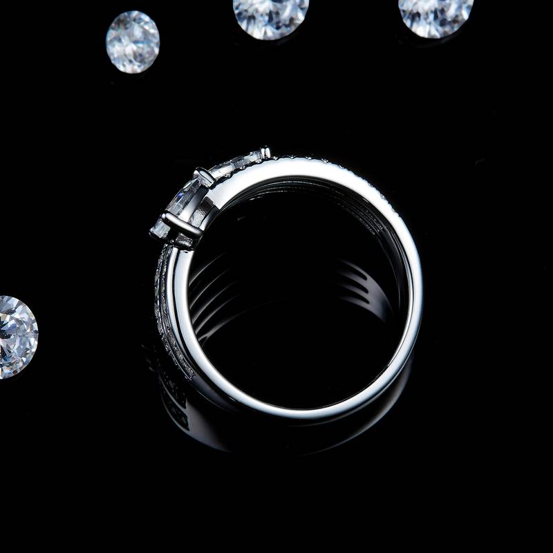 Women's RingS925银镀白金定制选款Moissanite1.0ct