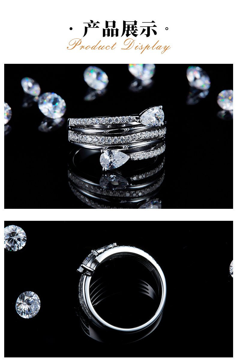 女戒S925银镀白金定制选款莫桑钻1.0ct - 3