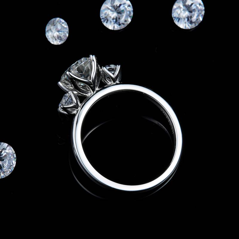 蛋形三石Women's RingS925银镀白金定制选款Moissanite2.0ct