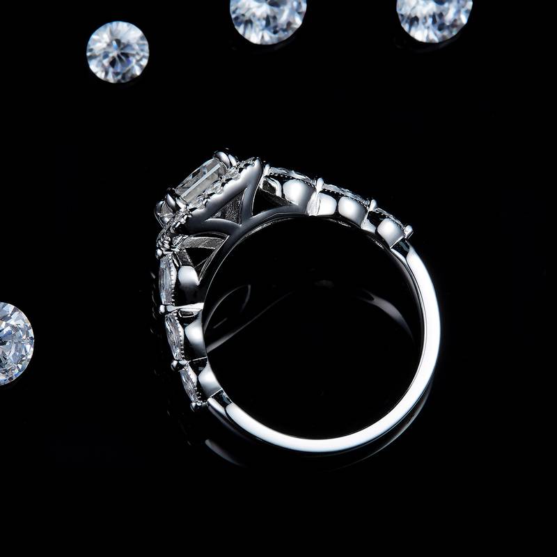 Affordable Luxury公主方钻Women's RingS925银镀白金定制选款主石Moissanite1.0ct/副石高碳钻