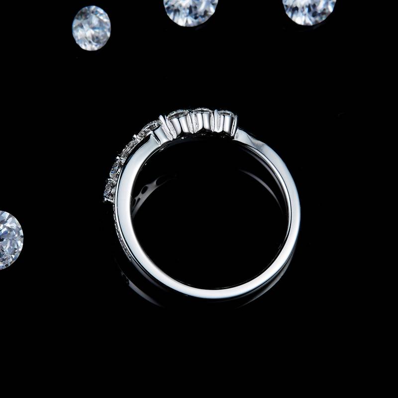 满钻Affordable Luxury排戒S925银镀白金定制选款Moissanite0.45ct