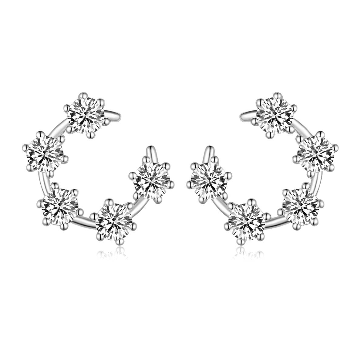 ME0025款S25银镀18K黄金莫桑钻圆环耳环2.0ct