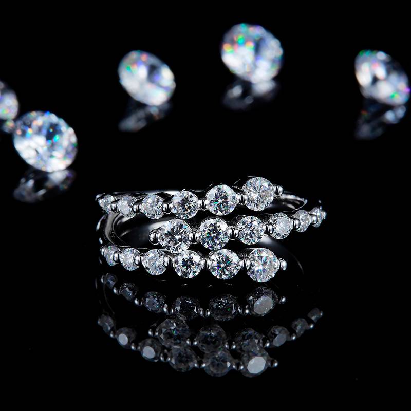 轻奢开口排钻S925银镀白金定制选款副石莫桑钻0.99ct