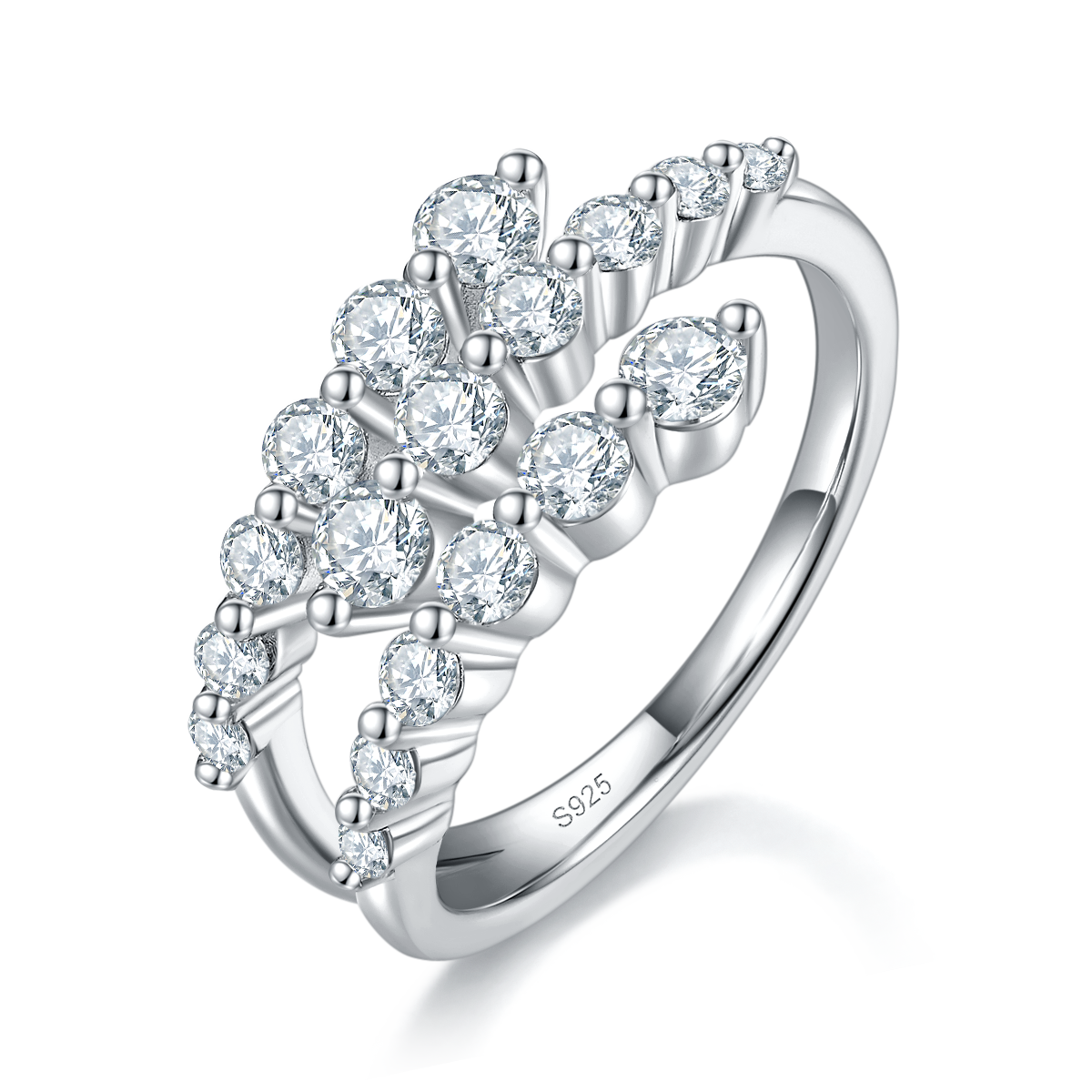 Light Luxury Open Diamond S925 Silver Plated Platinum Customized Selection Side Stone Moissanite 0.99ct