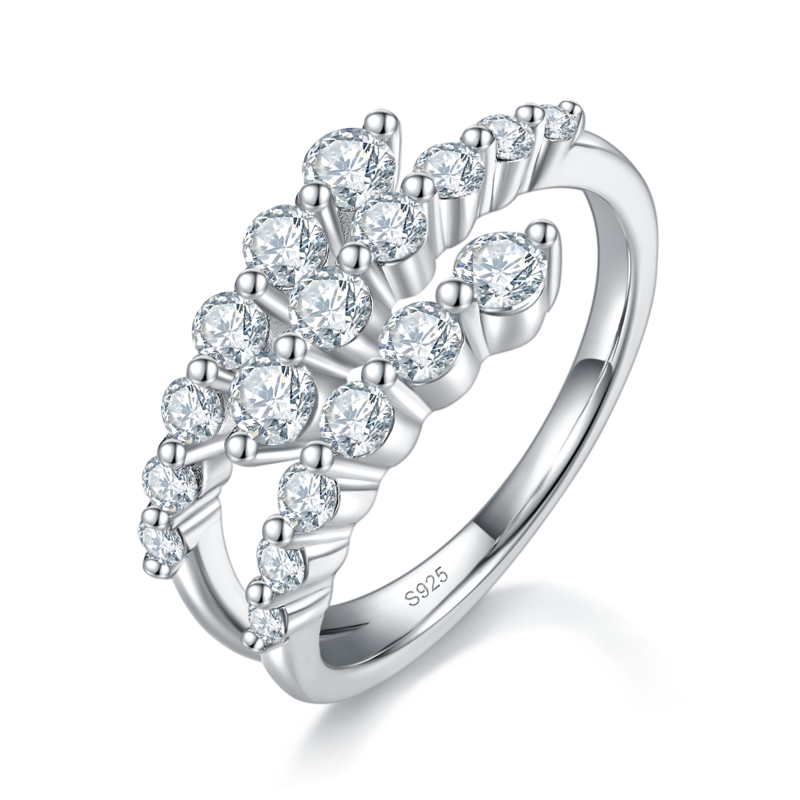 轻奢开口排钻S925银镀白金定制选款副石莫桑钻0.99ct