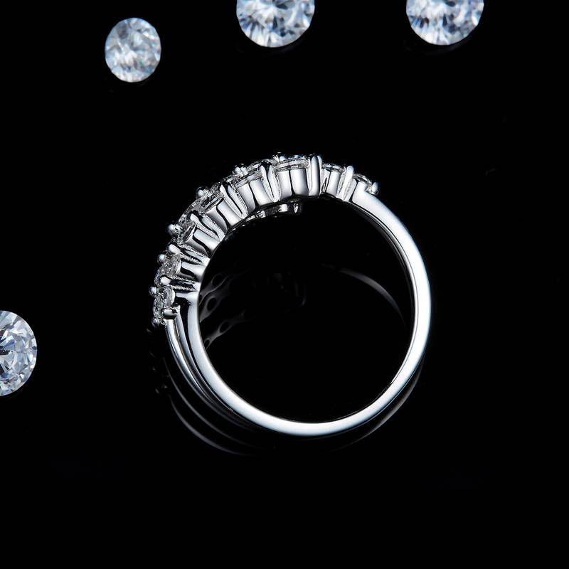 轻奢开口排钻S925银镀白金定制选款副石莫桑钻0.99ct