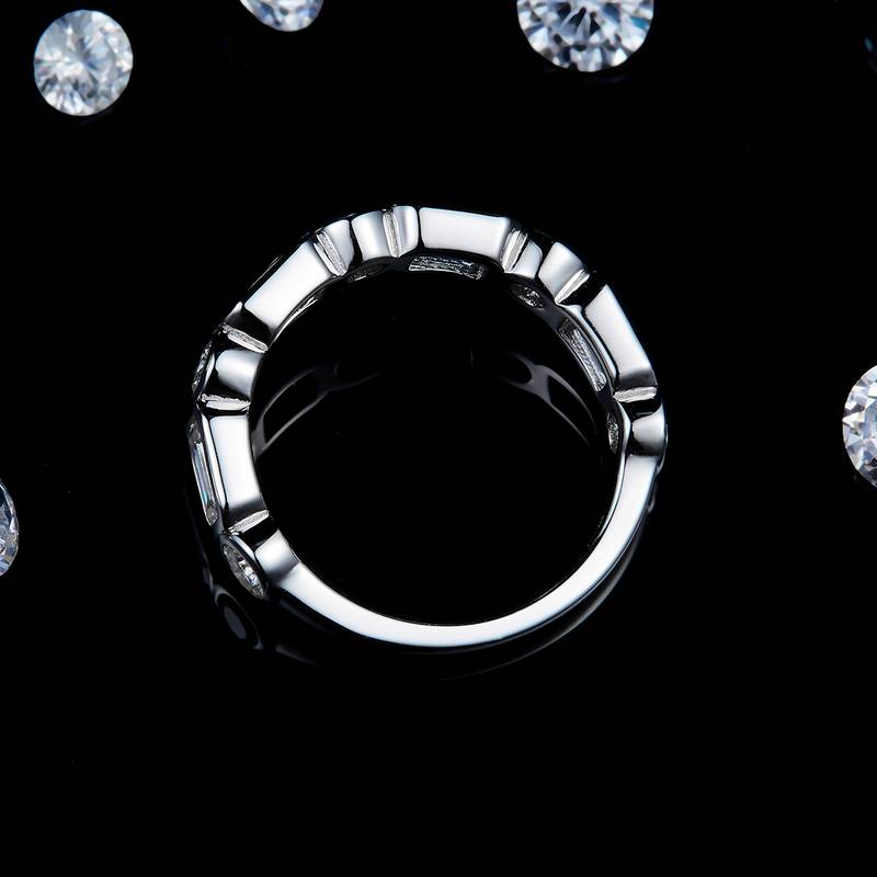 异形钻拼接排戒Women's RingS925银镀白金定制选款副石Moissanite2.5ct