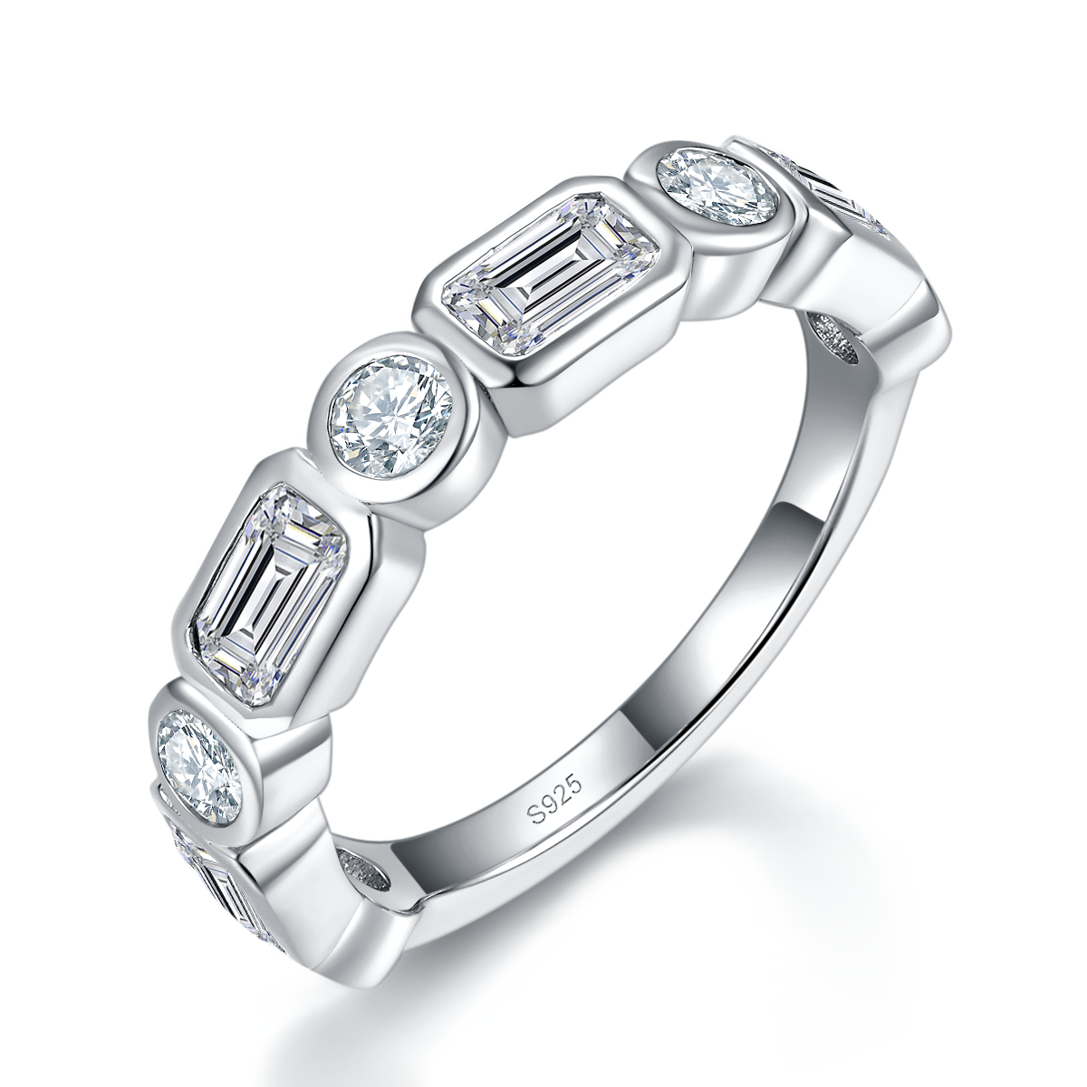Alien Diamond Splicing Ring for Women S925 Silver Plated Platinum Customized Selection Side Stone Moissanite 2.5ct