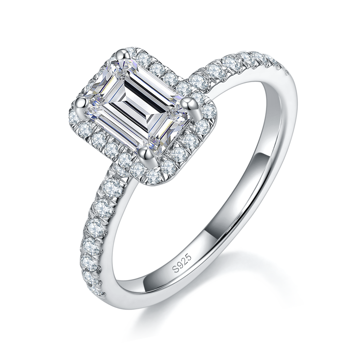 Grandmother Cut Women's Ring S925 Silver Plated Platinum Customized Selection Main Stone Moissanite 1.0ct/Side Stone Cubic Zirconia