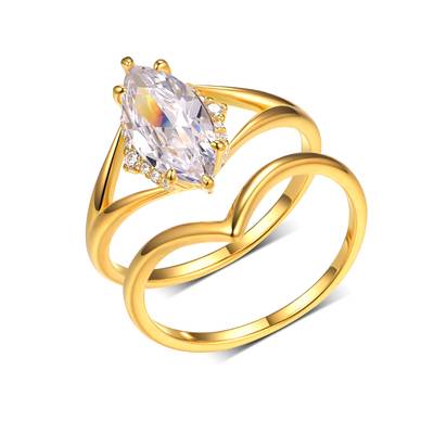 MR0167 S25 silver plated 18Yellow Gold Marquis shaped Moissanite minimalist bridal ring with main stone of 2.0ct/12 * 6mm