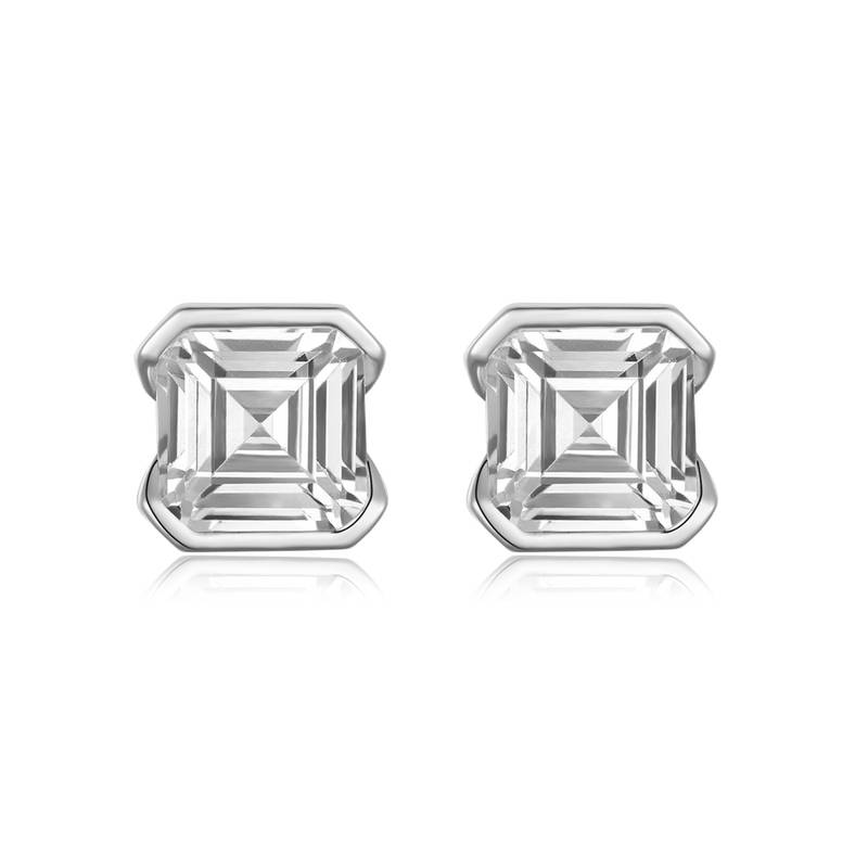ME0024款S25银镀18K黄金阿斯切MoissaniteStud Earring2.0ct