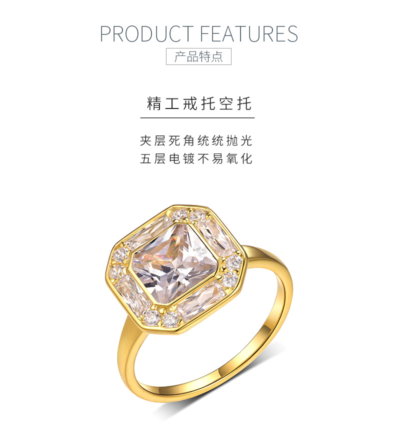 MR0159款S25银镀18K金正八角形莫桑钻个性女戒主石2.0ct/7.0mm - 5