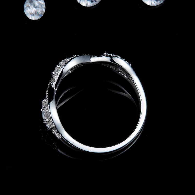 扭臂满钻排戒S925银镀白金定制选款Moissanite0.49ct