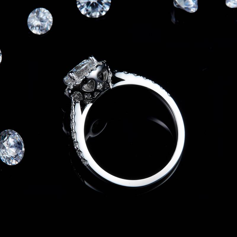 微镶圆包Women's RingS925银镀白金定制选款主石Moissanite1.0ct/副石高碳钻