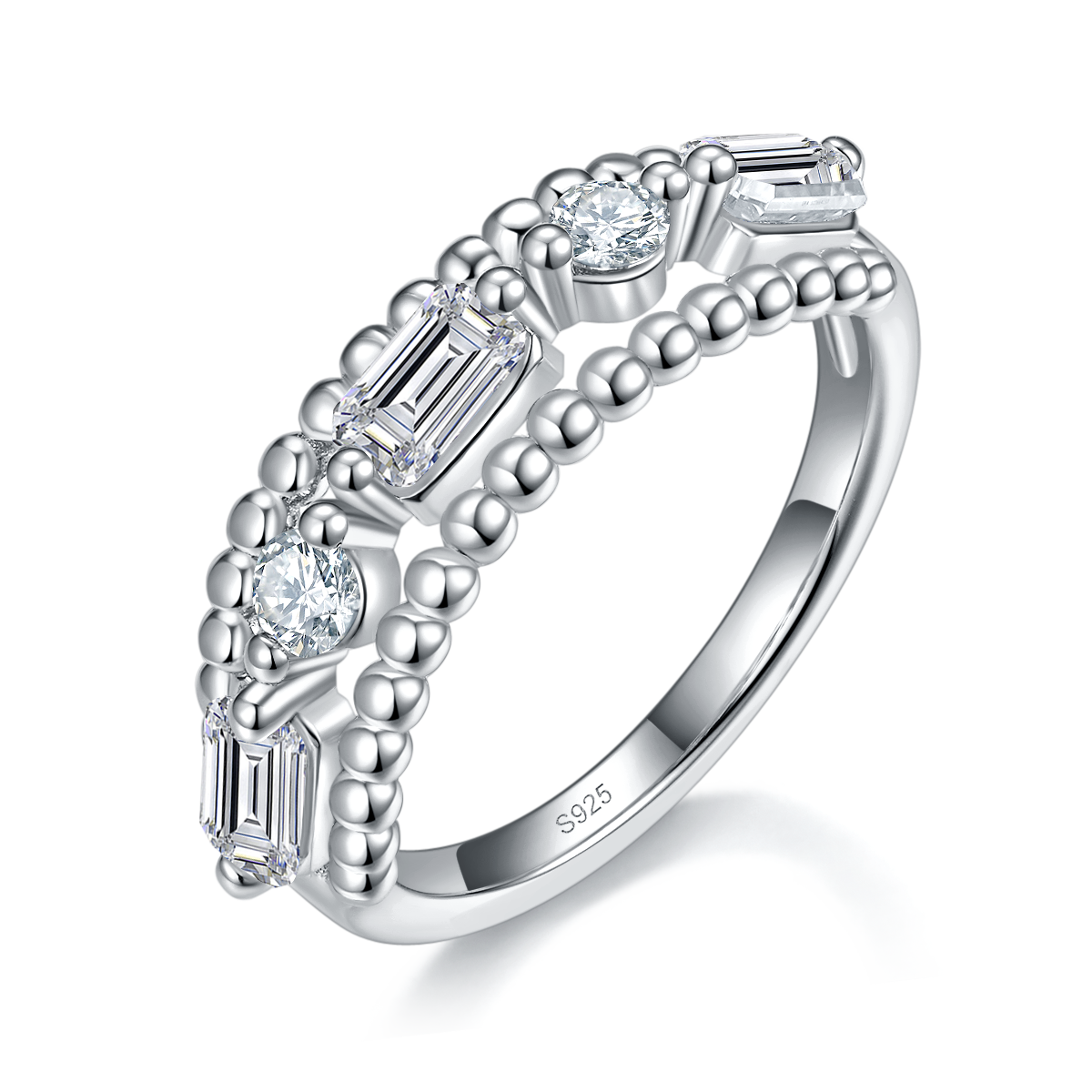 Alien Diamond Splicing Diamond Ring Women's Ring S925 Silver Plated Platinum Customized Selection Side Stone Moissanite 1.7ct