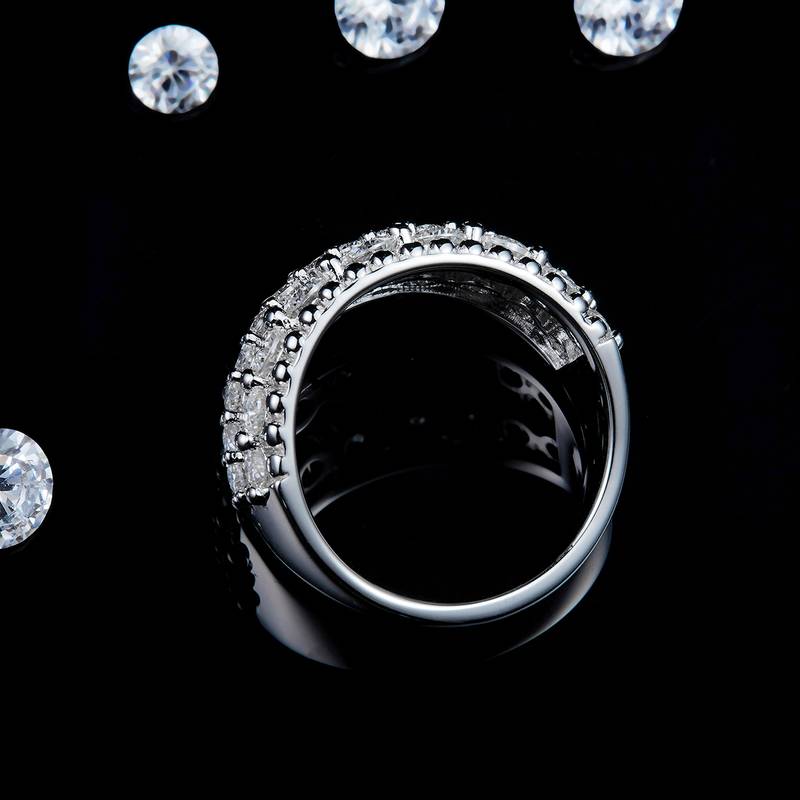 Affordable Luxury满钻排戒Women's RingS925银镀白金定制选款副石Moissanite2.31ct