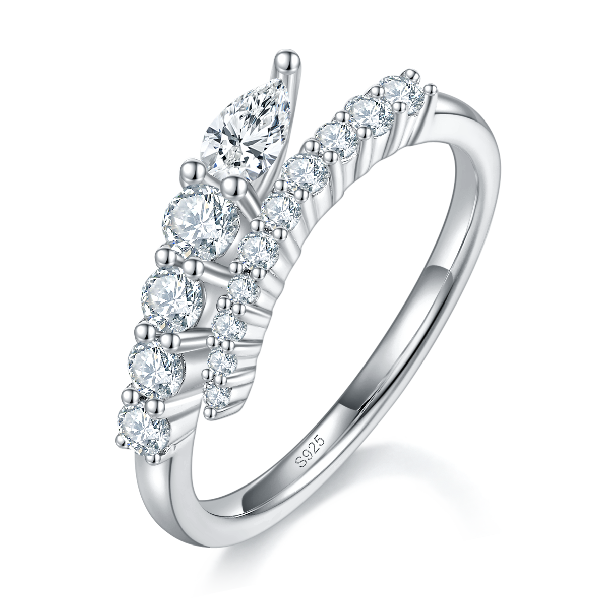 Pearl Ring S925 Silver Plated Platinum Custom Selection Side Stone Moissanite 0.81ct
