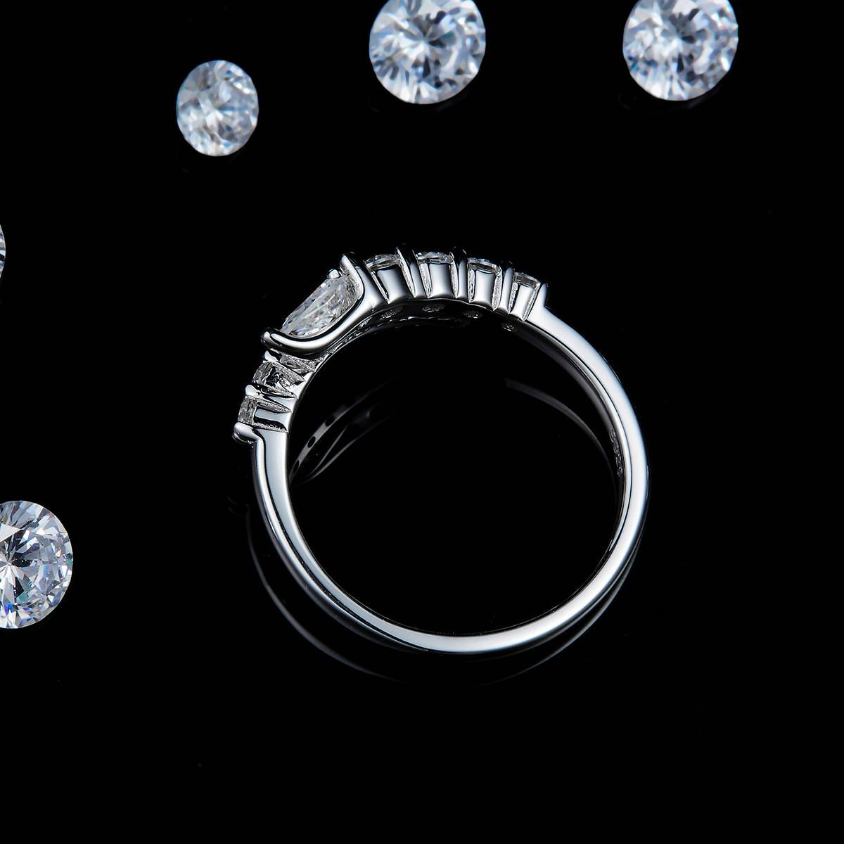 Pearl Ring S925 Silver Plated Platinum Custom Selection Side Stone Moissanite 0.81ct