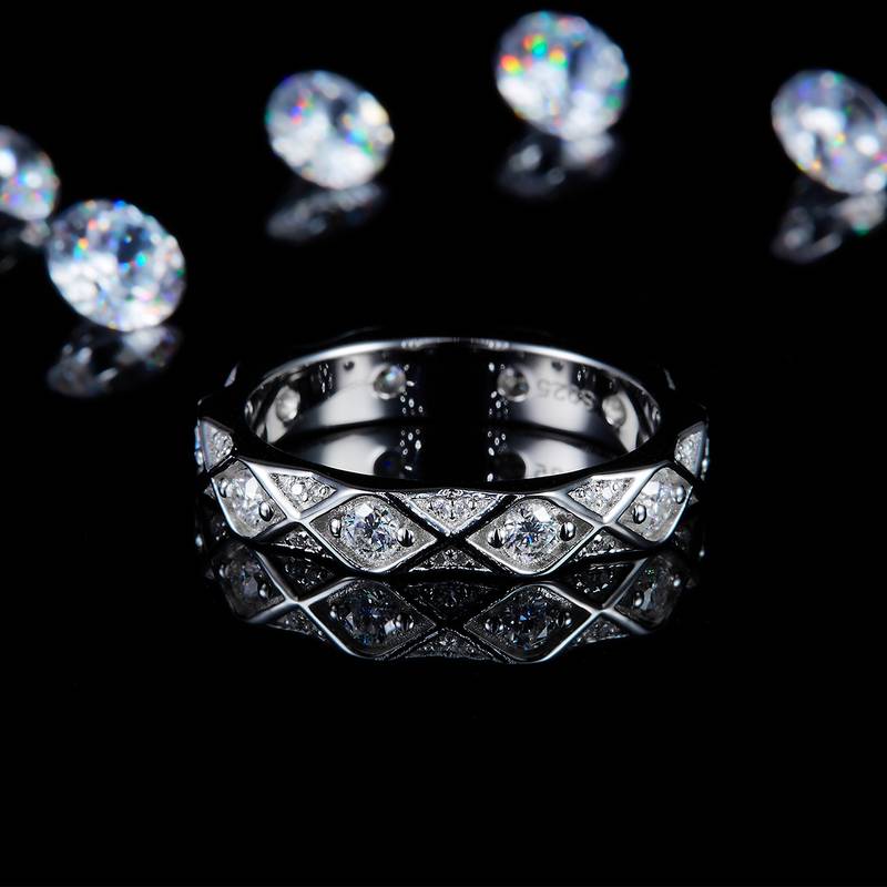 排戒女戒S925银镀白金定制选款副石莫桑钻0.72ct