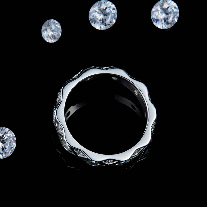 排戒女戒S925银镀白金定制选款副石莫桑钻0.72ct