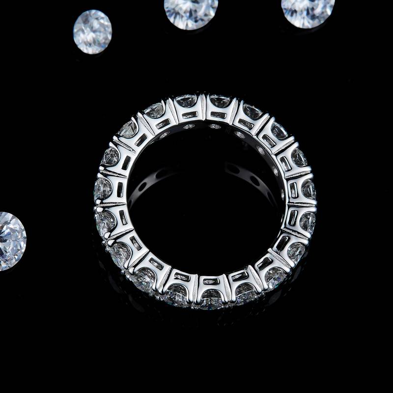 排戒Women's RingS925银镀白金定制选款副石Moissanite3.8ct