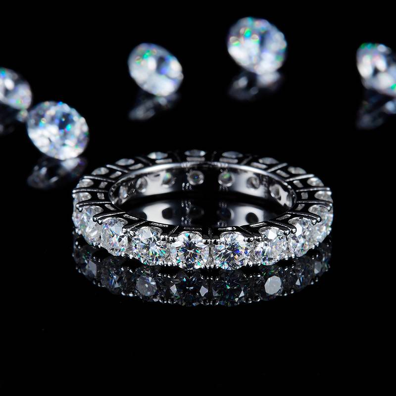 排戒Women's RingS925银镀白金定制选款副石Moissanite3.8ct