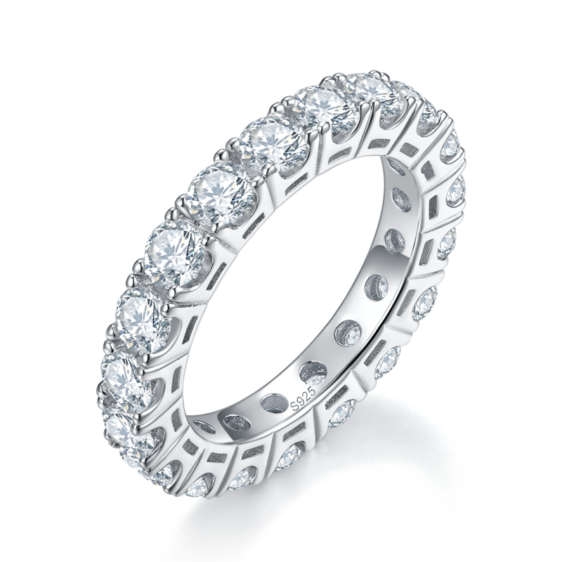 排戒Women's RingS925银镀白金定制选款副石Moissanite3.8ct