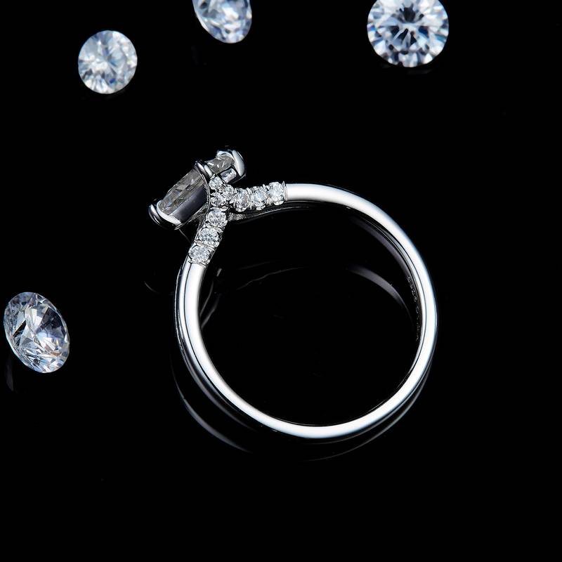 简约公主方Women's RingS925银镀白金定制选款主石Moissanite1.0ct/副石高碳钻