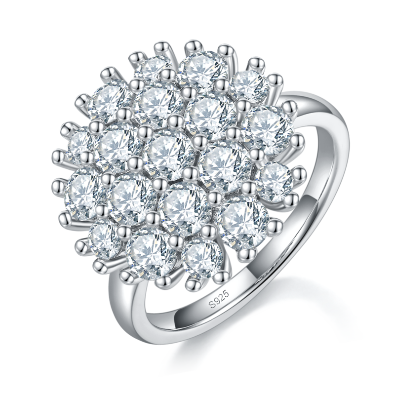 Affordable Luxury碎钻Women's RingS925银镀白金定制选款副石Moissanite3.02ct
