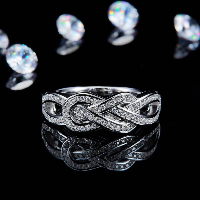 简约排戒Women's RingS925银镀白金定制选款副石Moissanite0.3ct