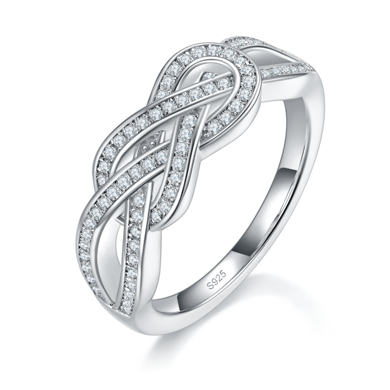 简约排戒Women's RingS925银镀白金定制选款副石Moissanite0.3ct