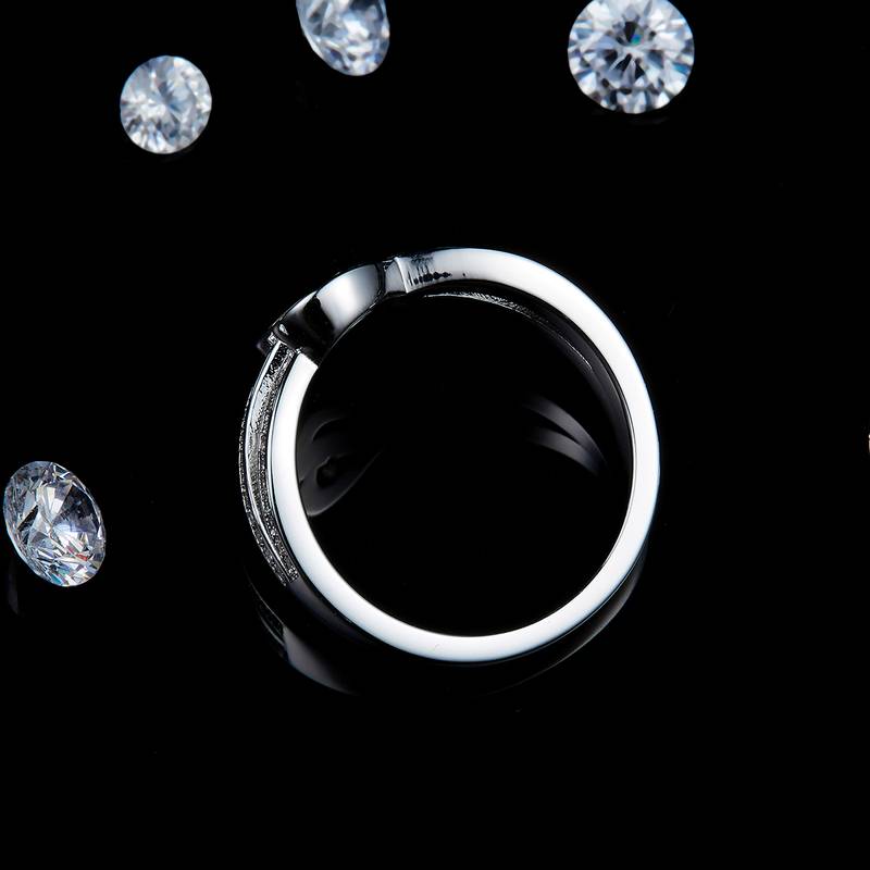爱心形排戒Women's RingS925银镀白金定制选款副石Moissanite0.28ct