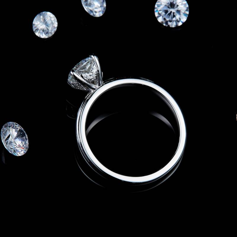 光臂四爪Women's RingS925银镀白金定制选款主石Moissanite1.0ct/副石高碳钻
