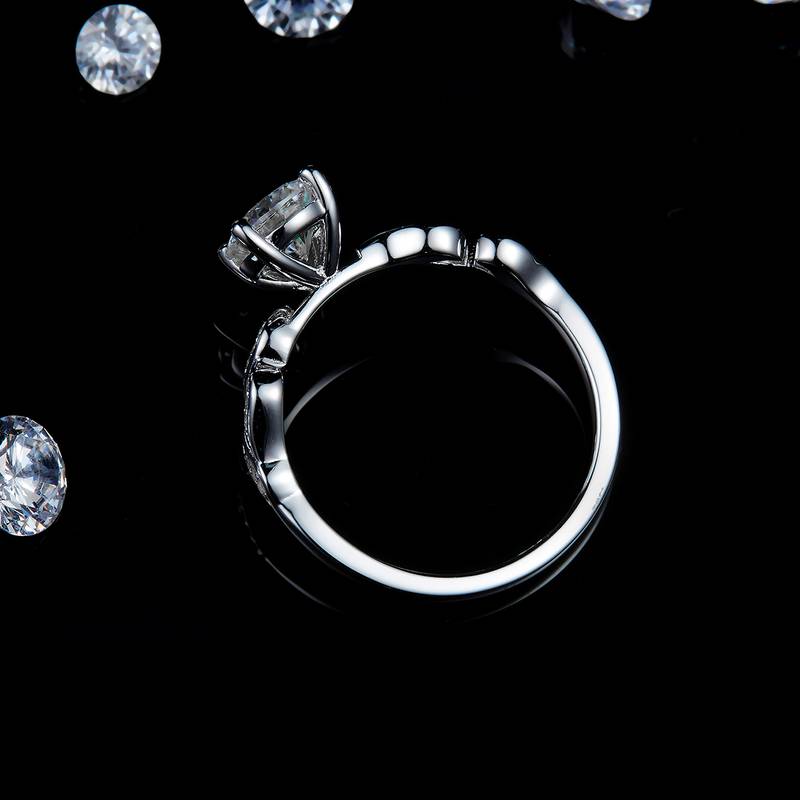单头Women's RingS925银镀白金定制选款主石Moissanite1.0ct/副石高碳钻