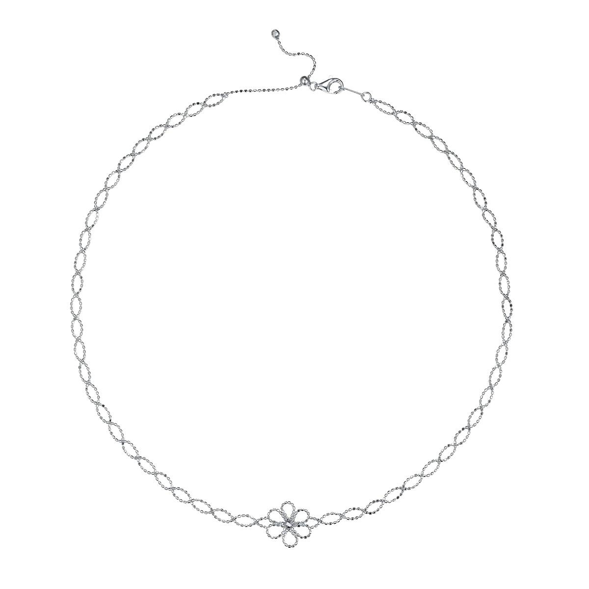 K001款S925银镀18K金意大利编织蕾丝款花朵Necklace