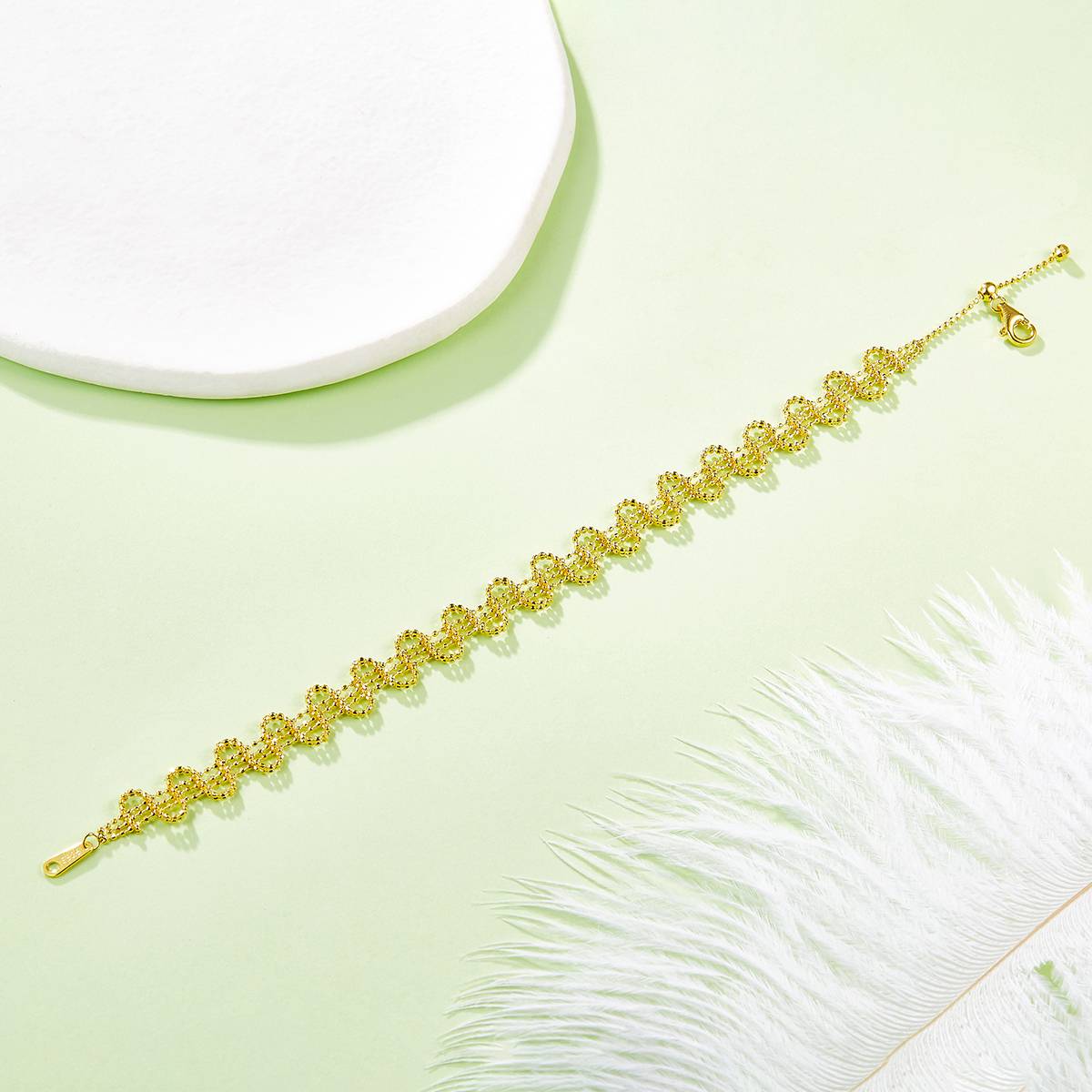 B002款S925银镀18K金意大利编织蕾丝款Bracelet