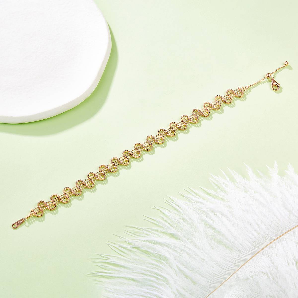 B002款S925银镀18K金意大利编织蕾丝款Bracelet