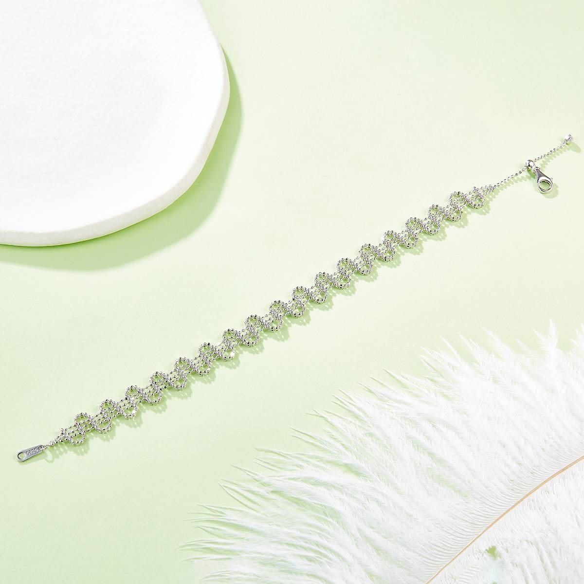 B002款S925银镀18K金意大利编织蕾丝款Bracelet