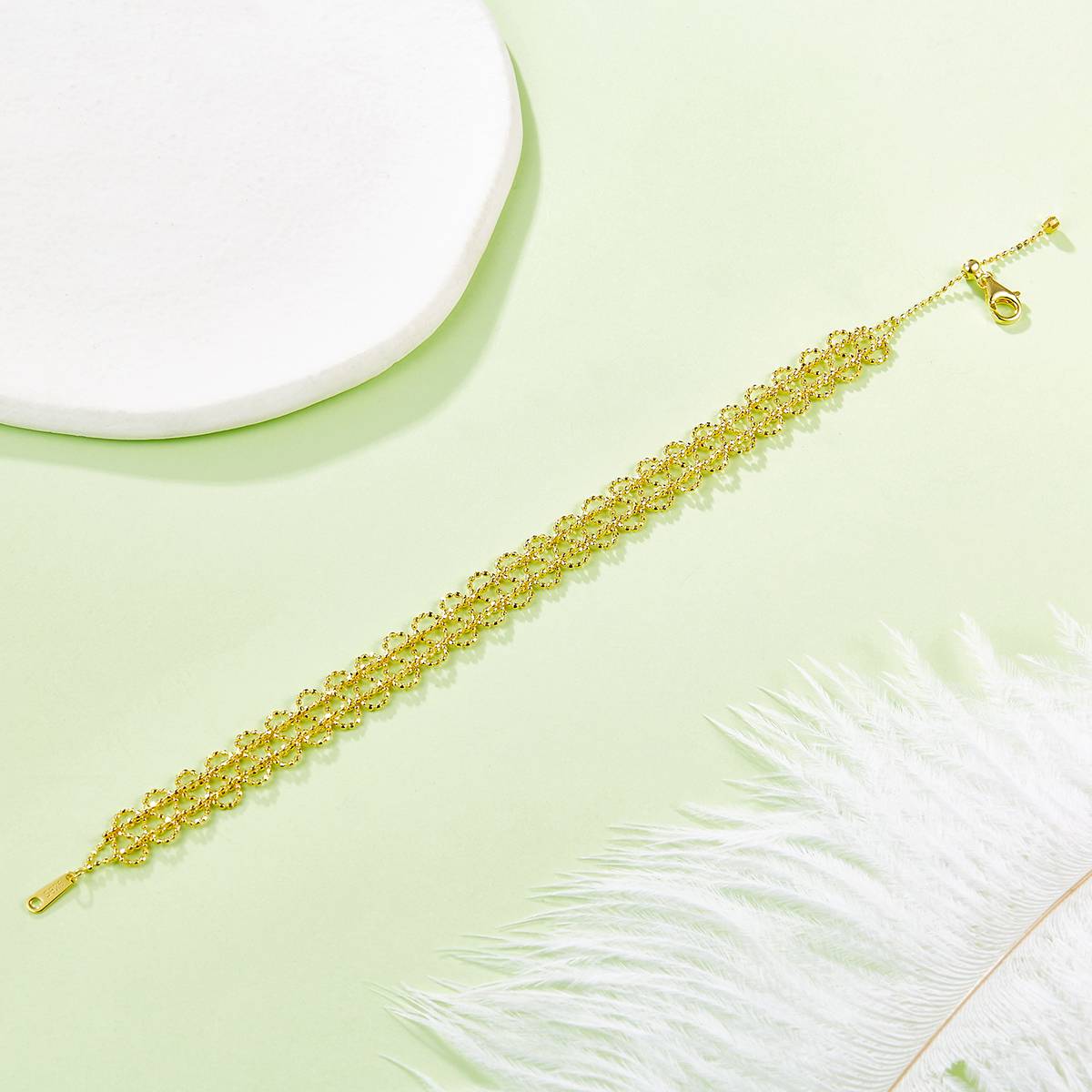 B003款S925银镀18K金意大利编织蕾丝款Bracelet