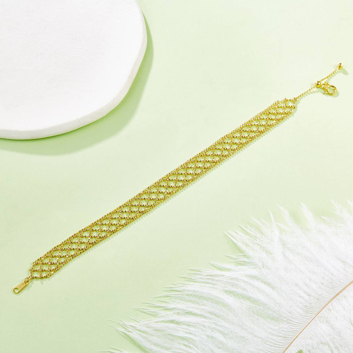 B004款S925银镀18K金意大利编织蕾丝款Bracelet