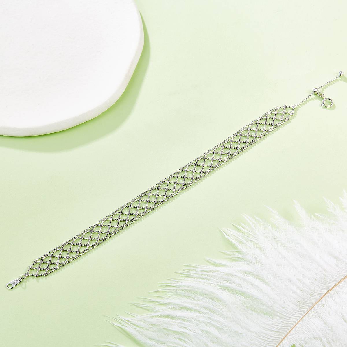 B004款S925银镀18K金意大利编织蕾丝款Bracelet