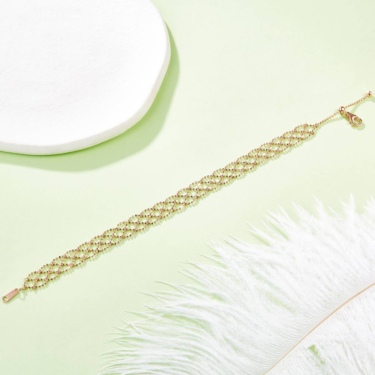 B005款S925银镀18K金意大利编织蕾丝款Bracelet
