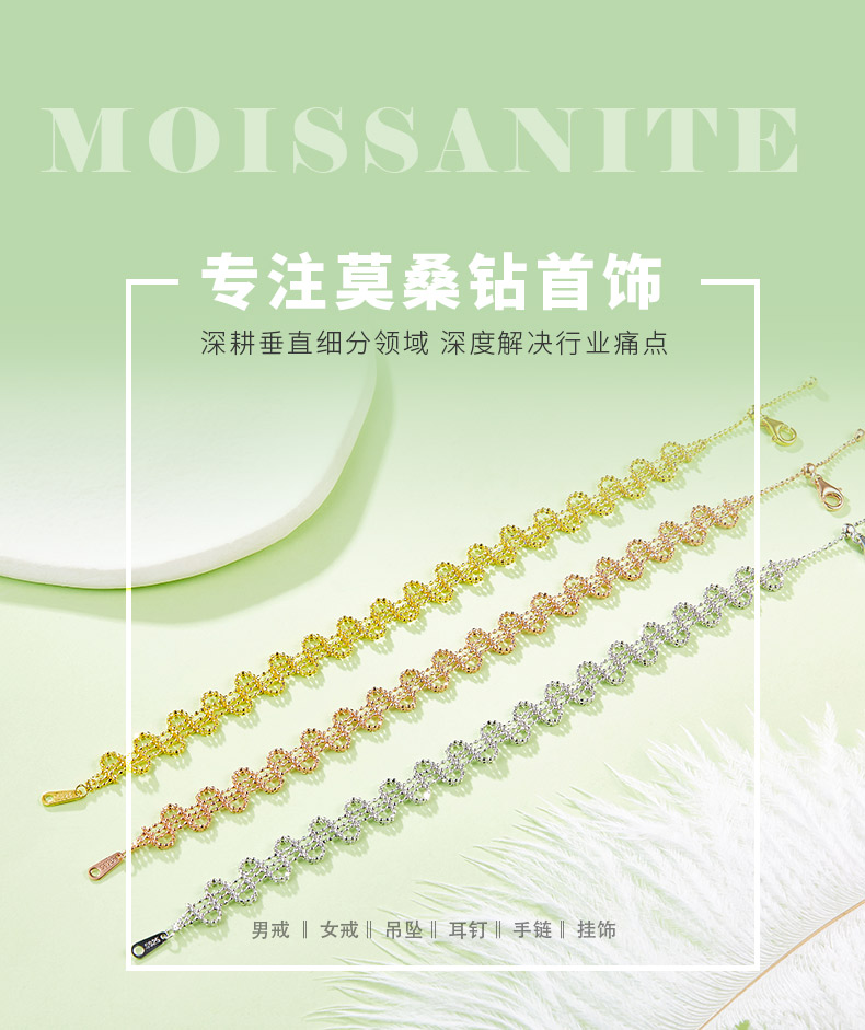 B002款S925银镀18K金意大利编织蕾丝款手链 - 1