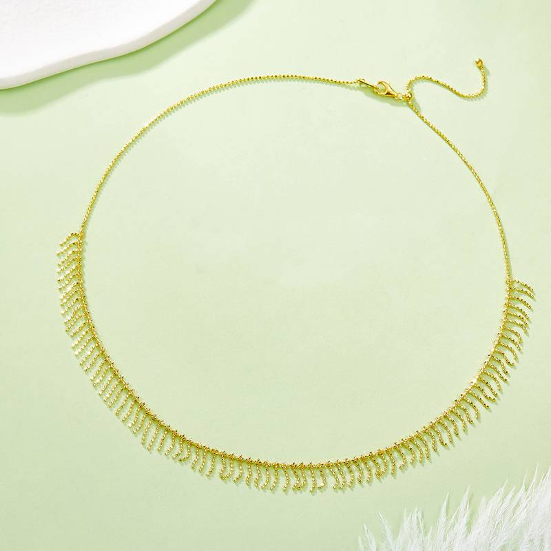 K009款S925银镀18K金意大利编织流苏款Necklace