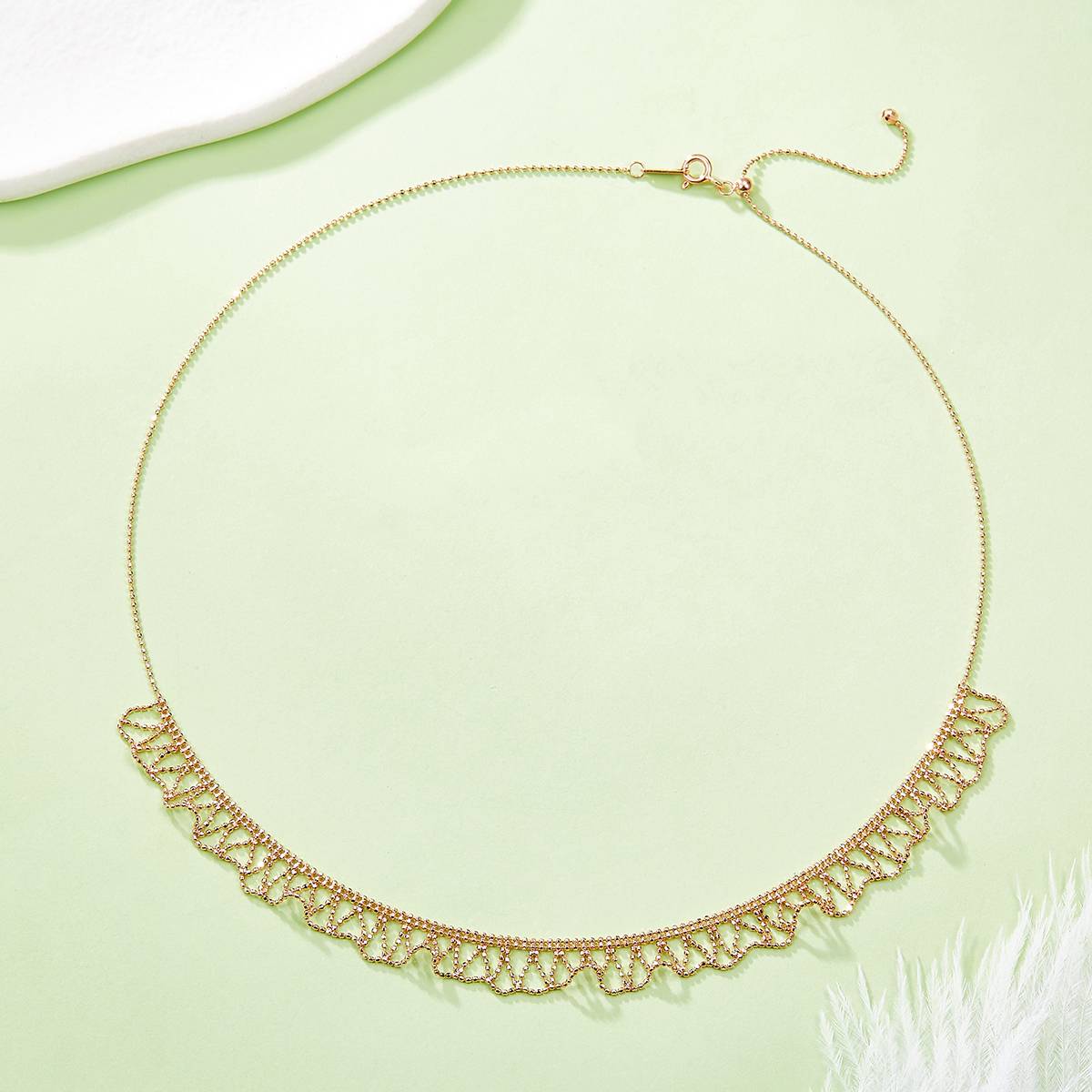 K008款S925银镀18K金意大利编织蕾丝款Necklace