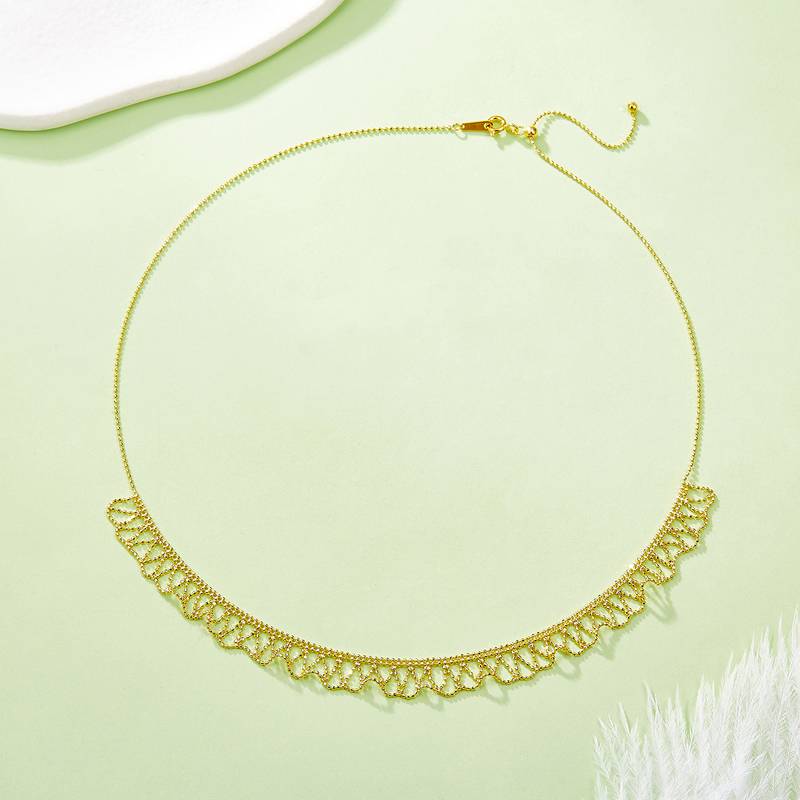 K007款S925银镀18K金意大利编织蕾丝款Necklace