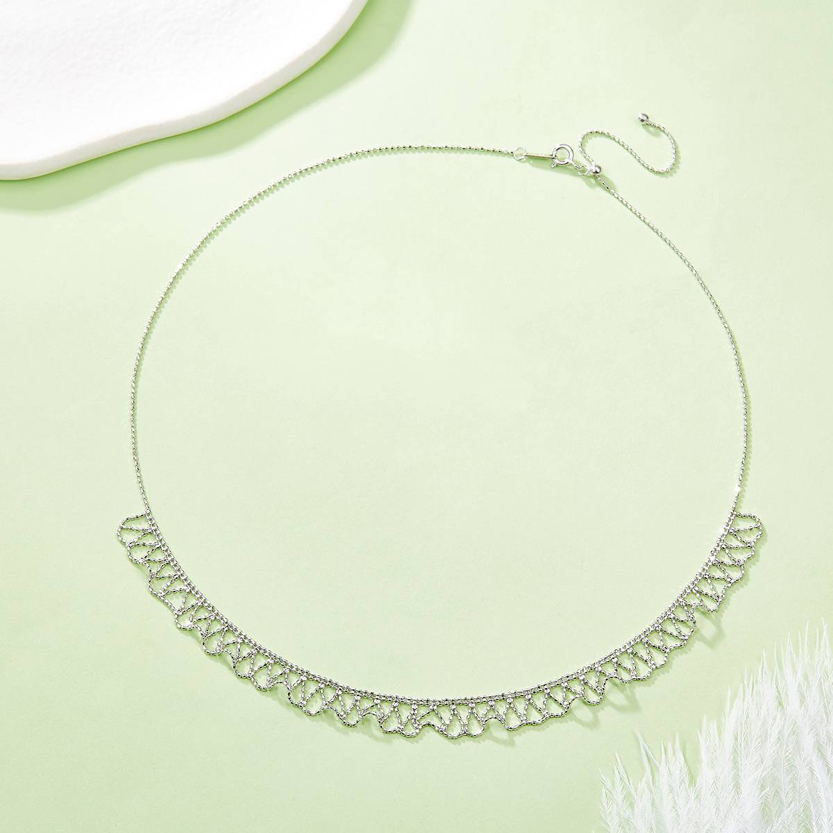K007款S925银镀18K金意大利编织蕾丝款Necklace