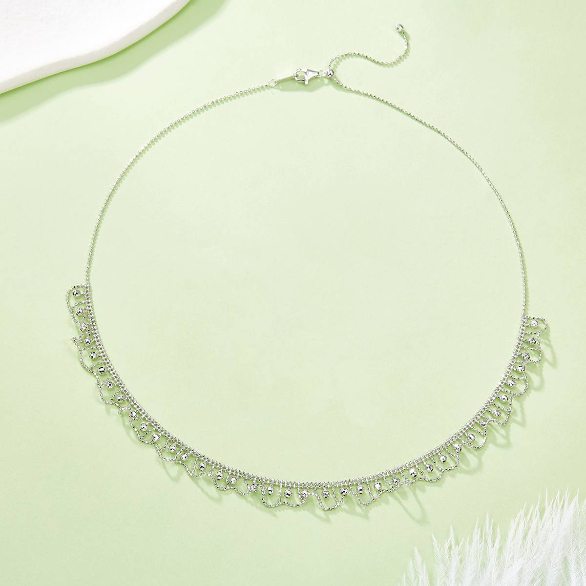 K004款S925银镀18K金意大利编织蕾丝款Necklace