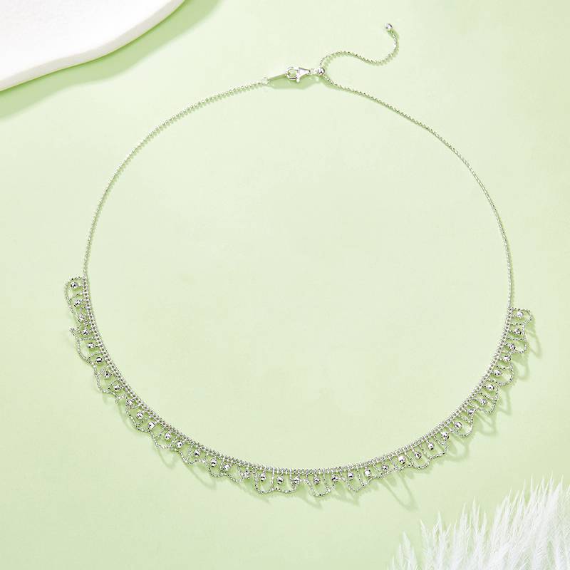 K004款S925银镀18K金意大利编织蕾丝款Necklace
