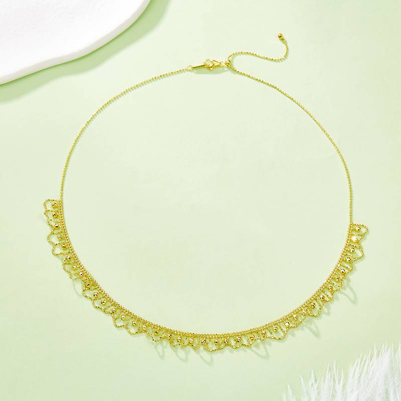 K004款S925银镀18K金意大利编织蕾丝款Necklace
